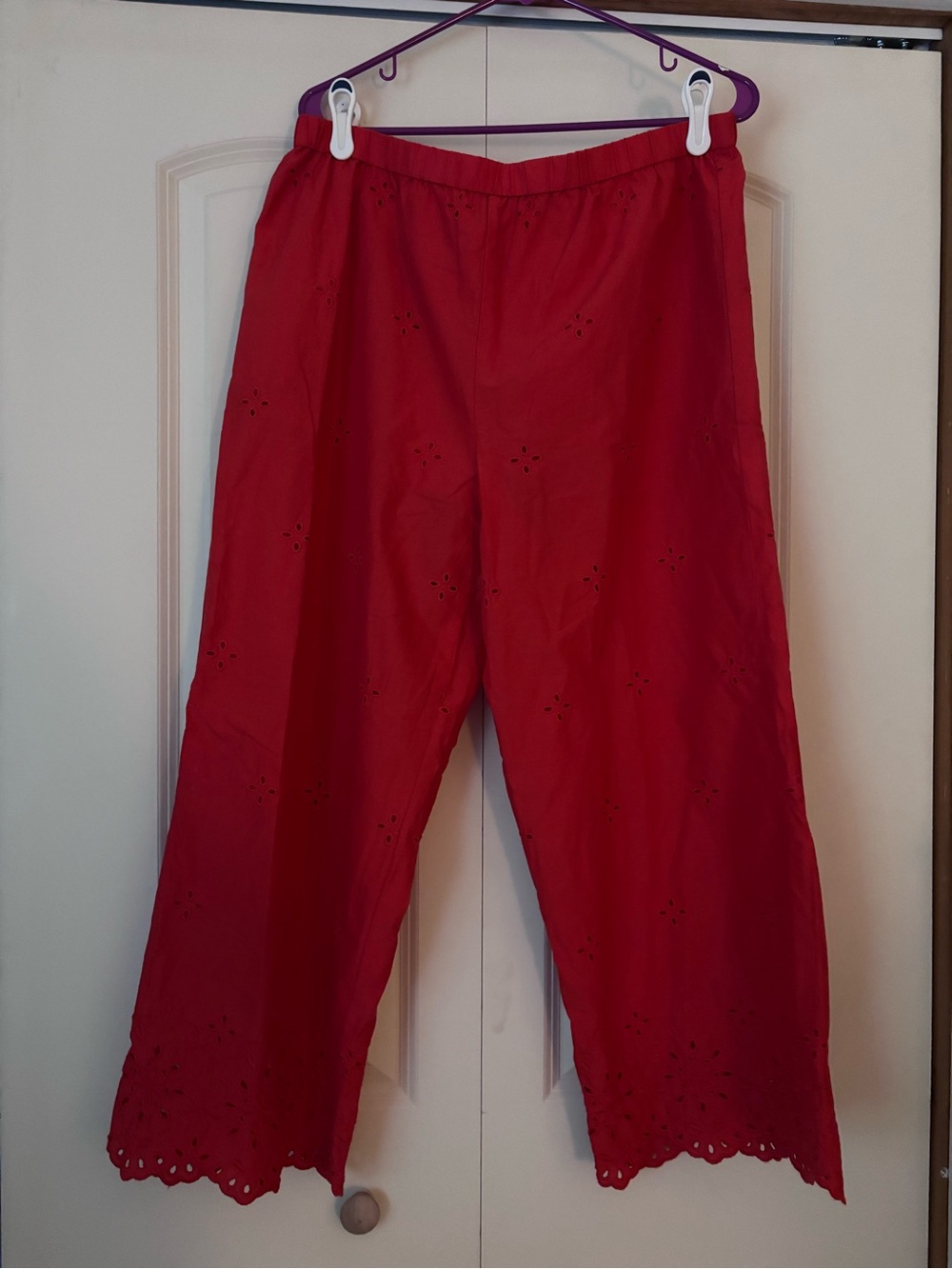 Red Eyelet Pants